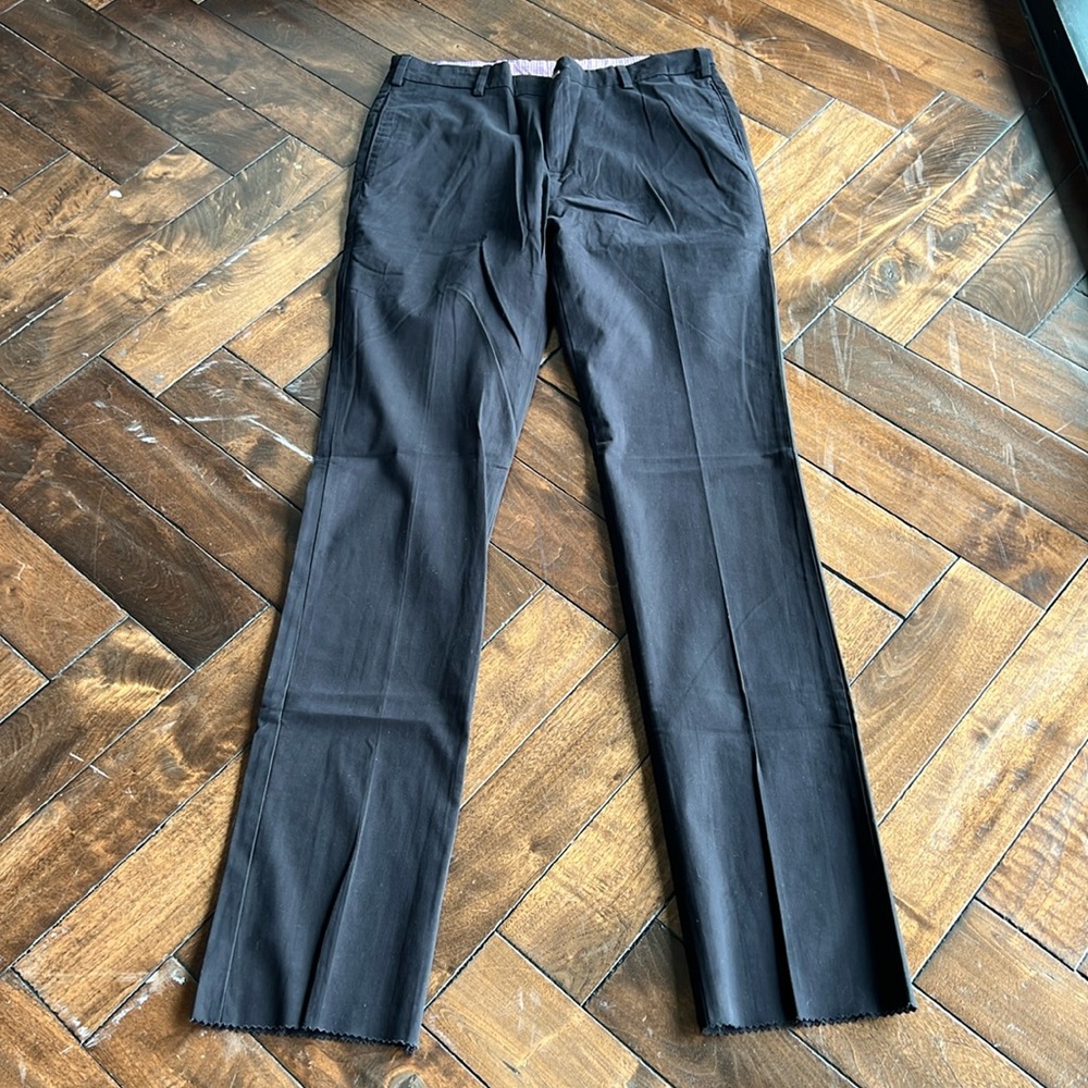 Frank’s pants made in USA plain front trim fit long inseam unhemmed trouser